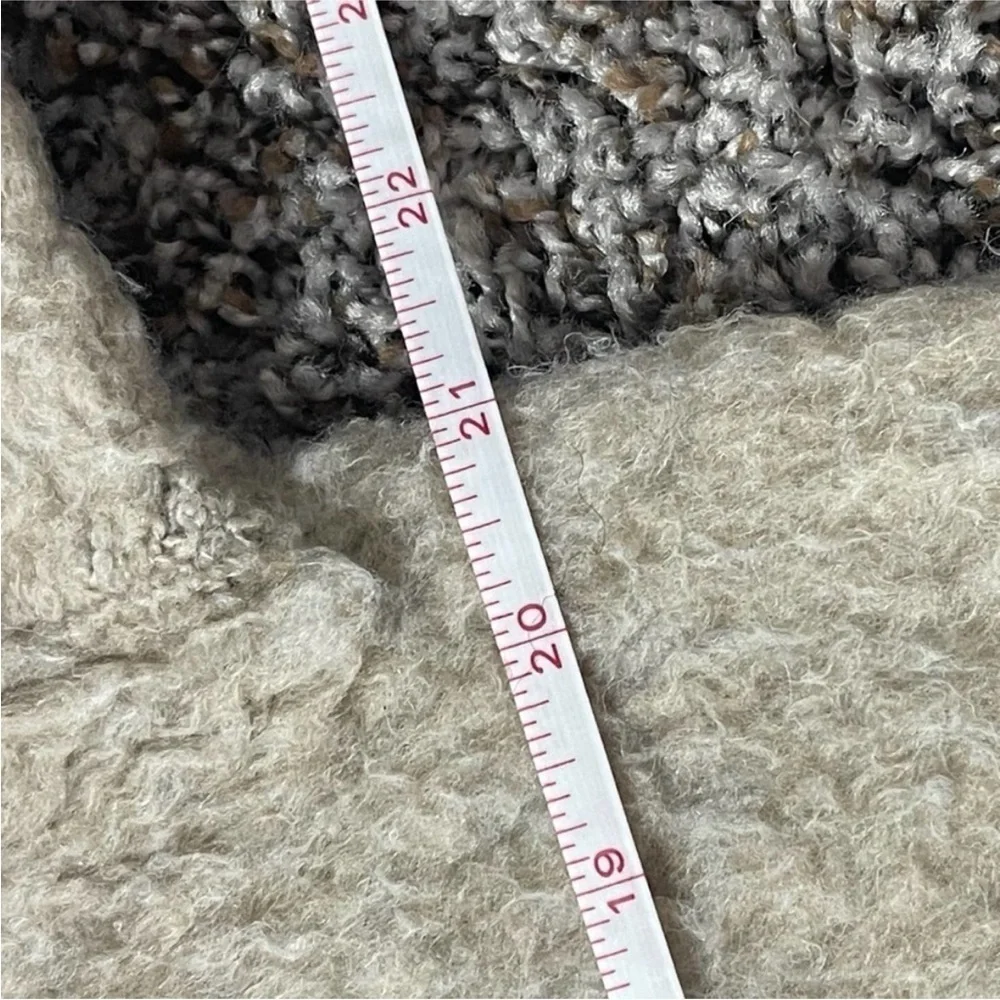 Anthropologie Simone Teddy Sweater Tan Taupe Oversized V-Neck Fuzzy Small